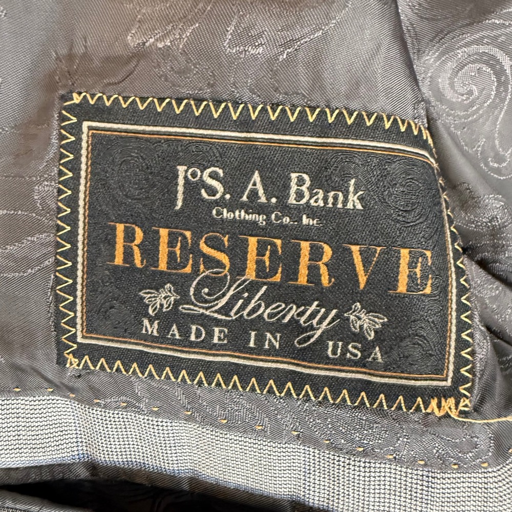 Jos A Bank Reserve Liberty Blazer 42R Cerruti 130s Wool Grey Plaid USA 3301/2FP - Picture 5 of 15